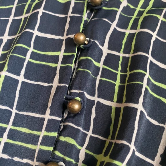 Banana Republic Navy & Green Plaid Blouse - Picture 5 of 5